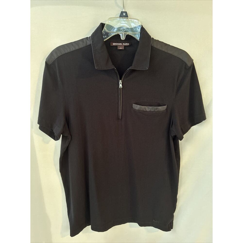 Michael Kors Womens Small Polo Shirt 1/4 Zip Satin Trim Golf Tennis Country Club